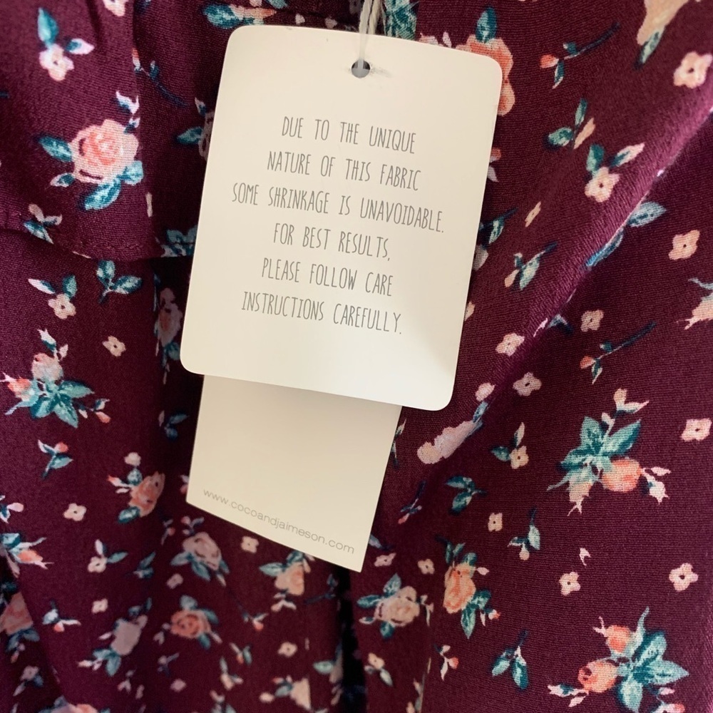 Coco and Jaimeson Burgundy Floral Babydoll Dress - Picture 16 of 16
